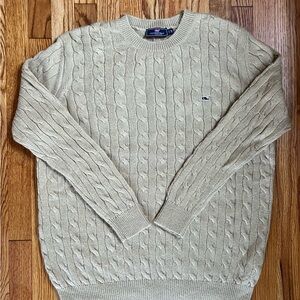 Vineyard Vines Men's Camel Cable Knit Sweater